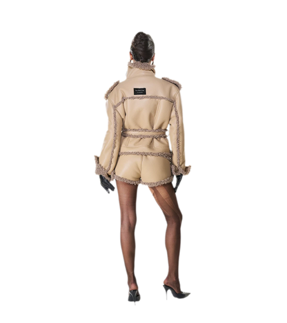 Reversible Fur Leather Cropped Jacket