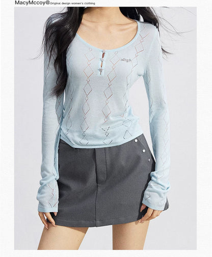 Ice Silk Hollow Knit Top