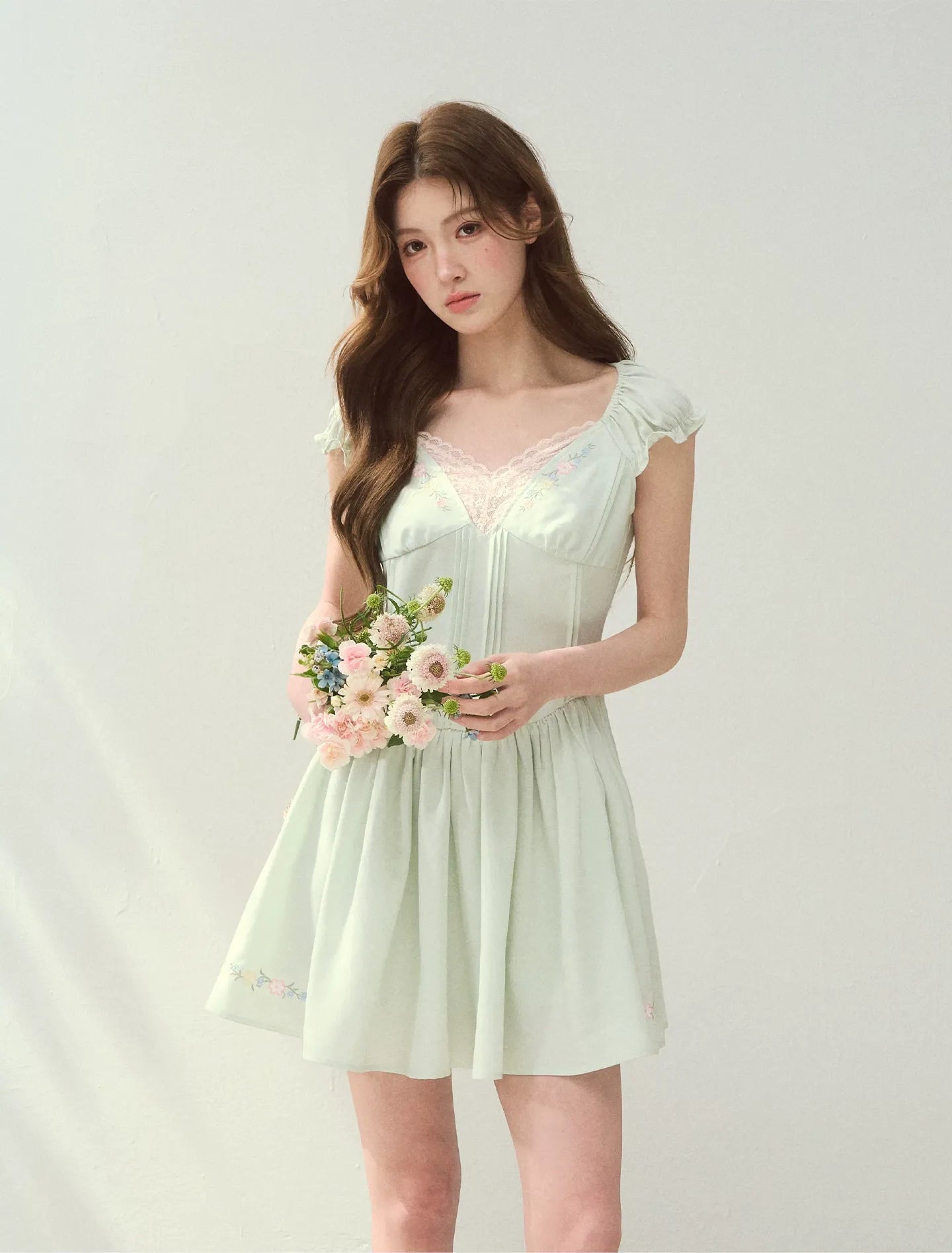 Lyocell Embroidered A-Line Dress