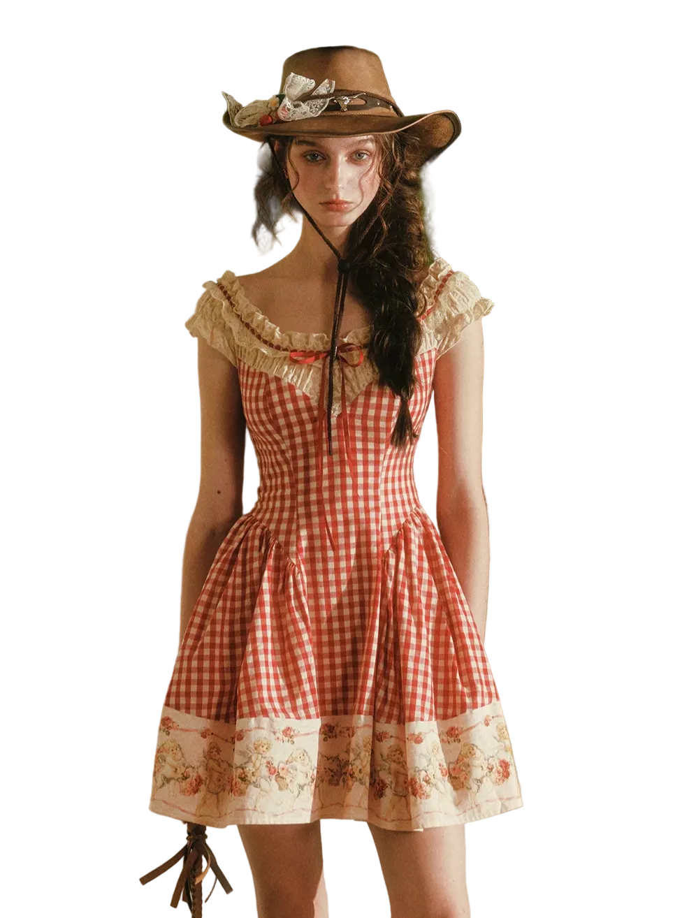 Gingham Lace Mini Dress