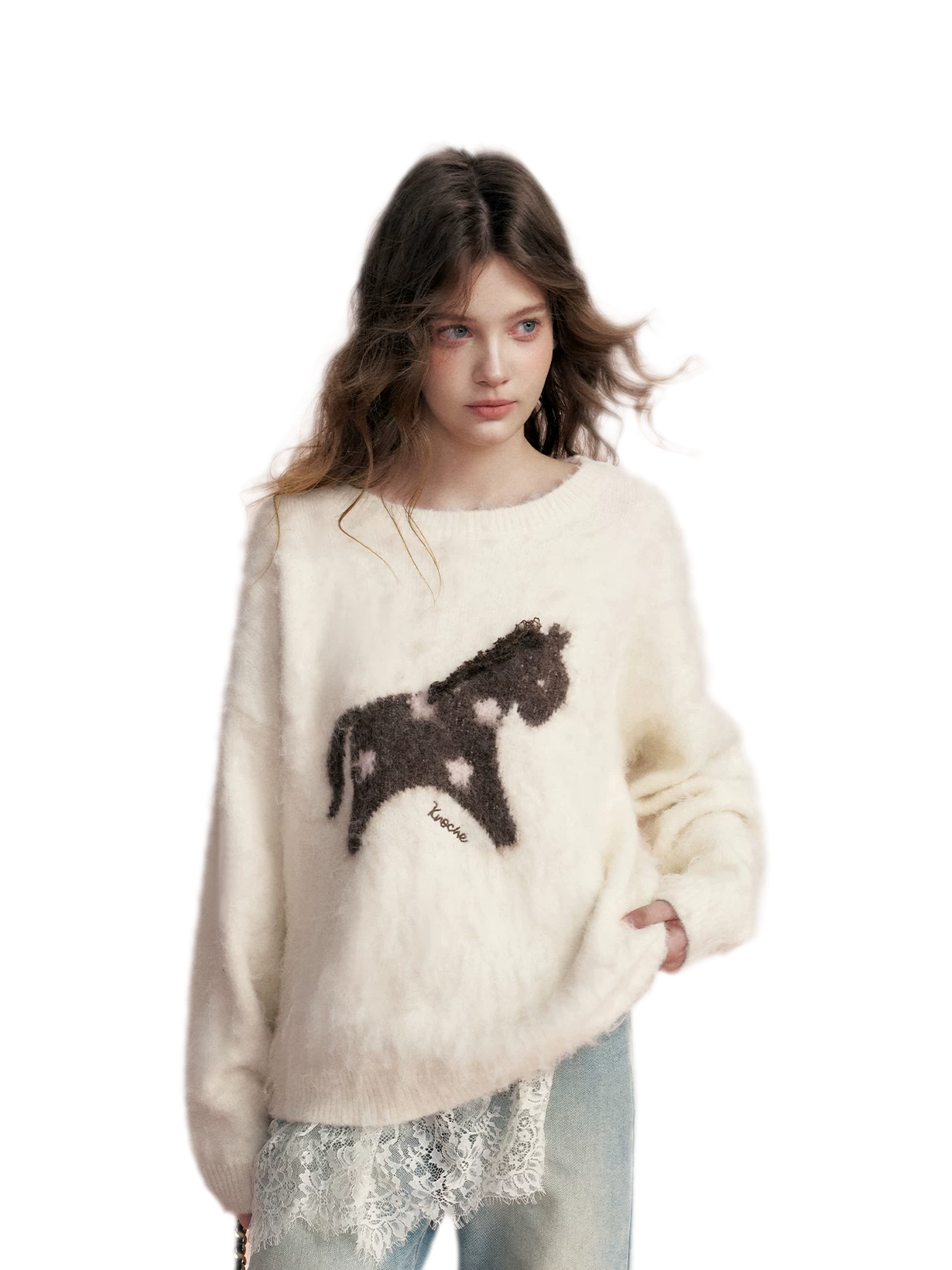 Brushed Horse Jacquard Sweater