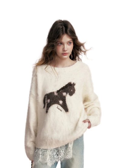 Brushed Horse Jacquard Sweater