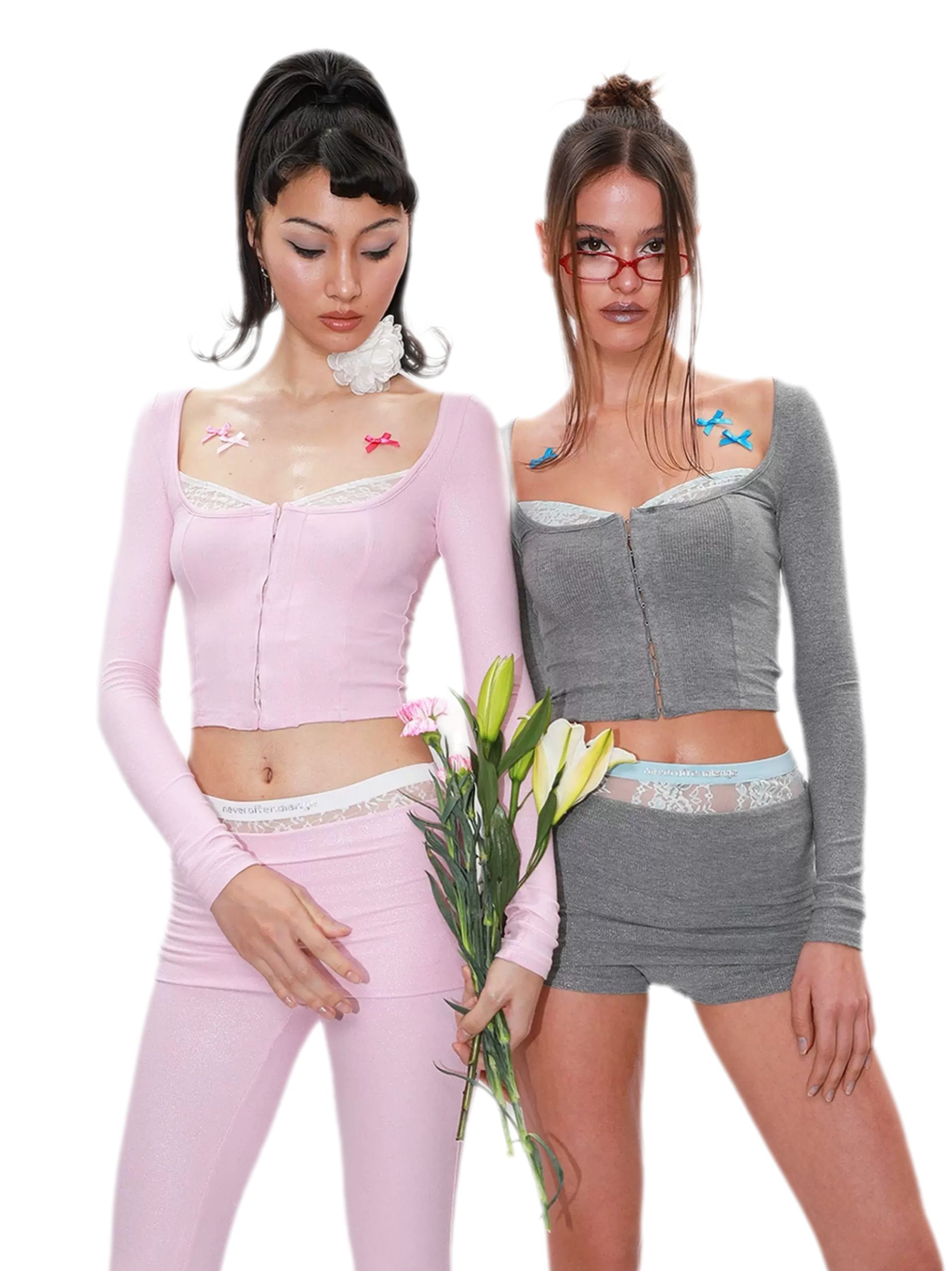 Lace Cutout Knit Set