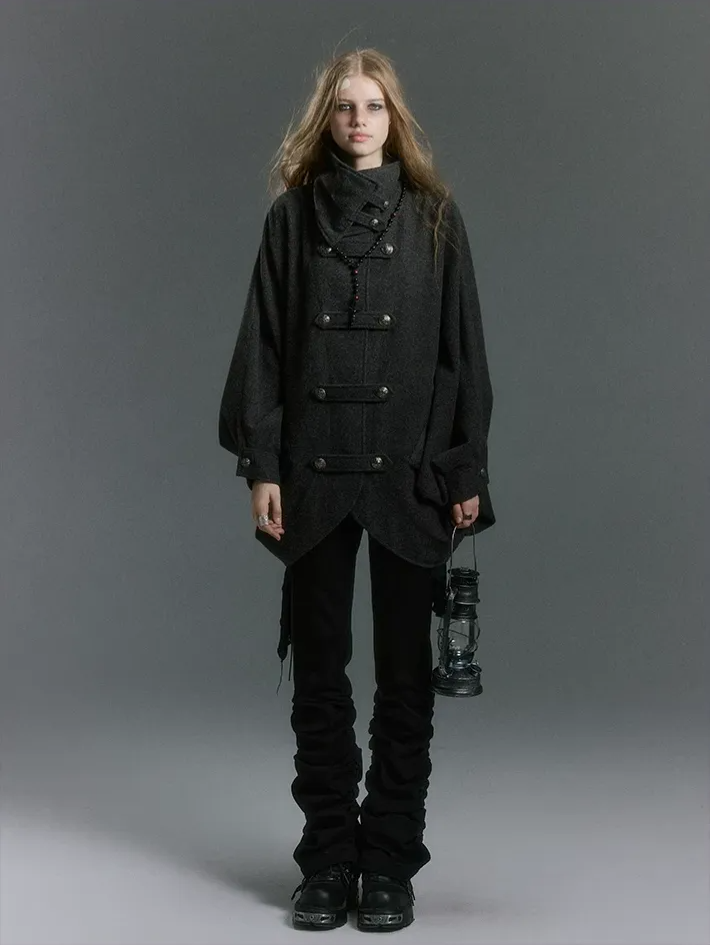 Double-Sided Batwing Wool Coat — Load image 7 in gallery view