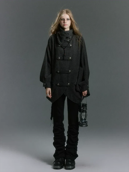Double-Sided Batwing Wool Coat