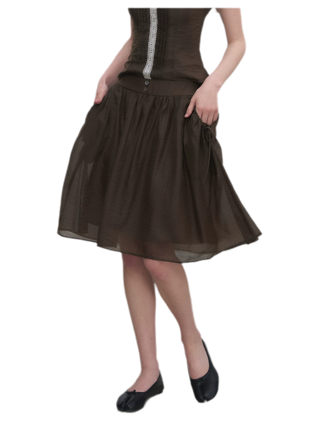 Tie-Neck Flared Skirt Set