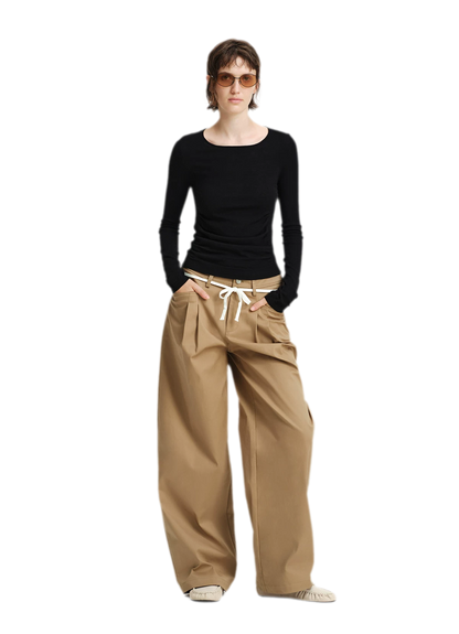 Top in maglia slim arricciato in lana