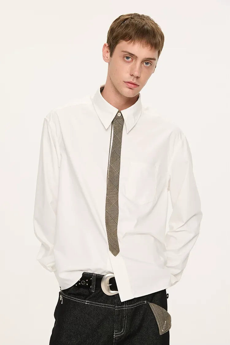 Plaid Tie-Front Long-Sleeve Shirt