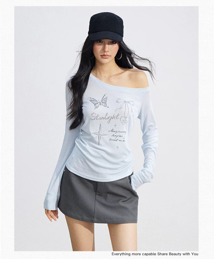 Asymmetric Off-Shoulder Sun Protection T-Shirt