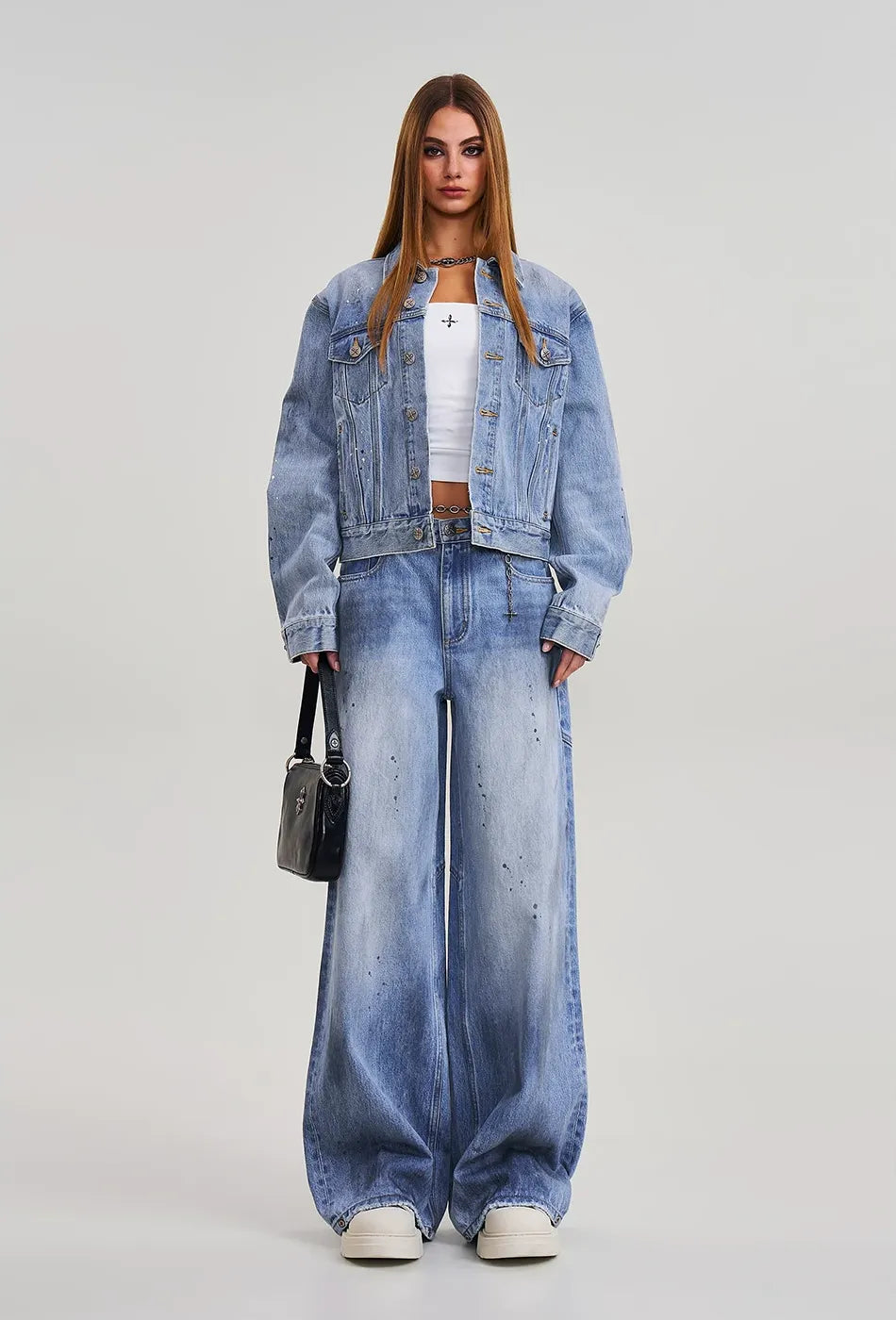 Cross Statue Desert Wide-Leg Jeans