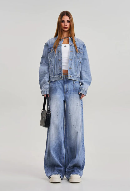 Cross Statue Desert Wide-Leg Jeans