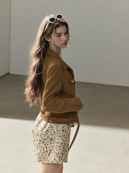 Soft Suede Cropped Utility Jacket