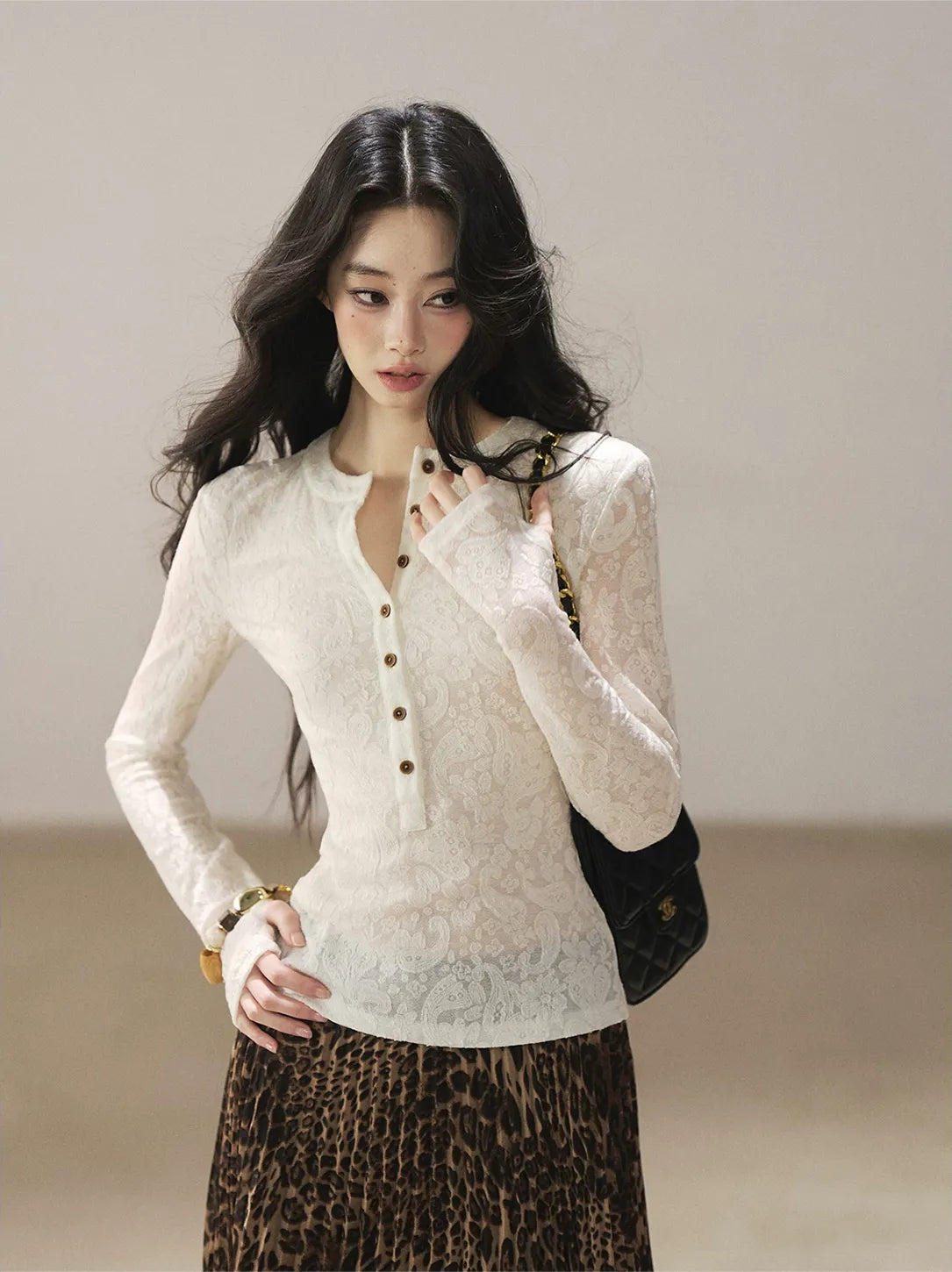 Paisley Jacquard Cropped Wool Top