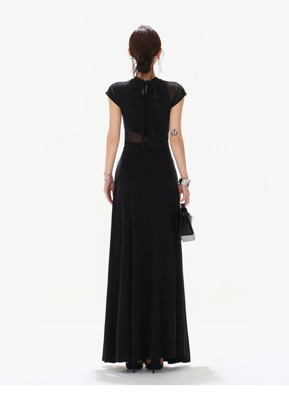Black Swan Prologue Knot Mesh Sleeve Waist Dress