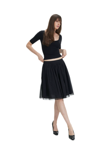 Pleated Chiffon Midi Skirt