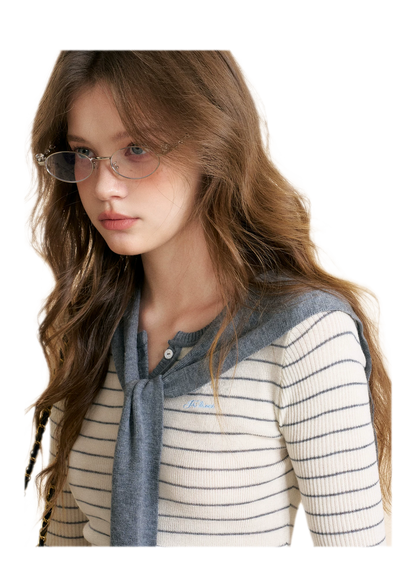 Wool Blend Shawl Knit Top