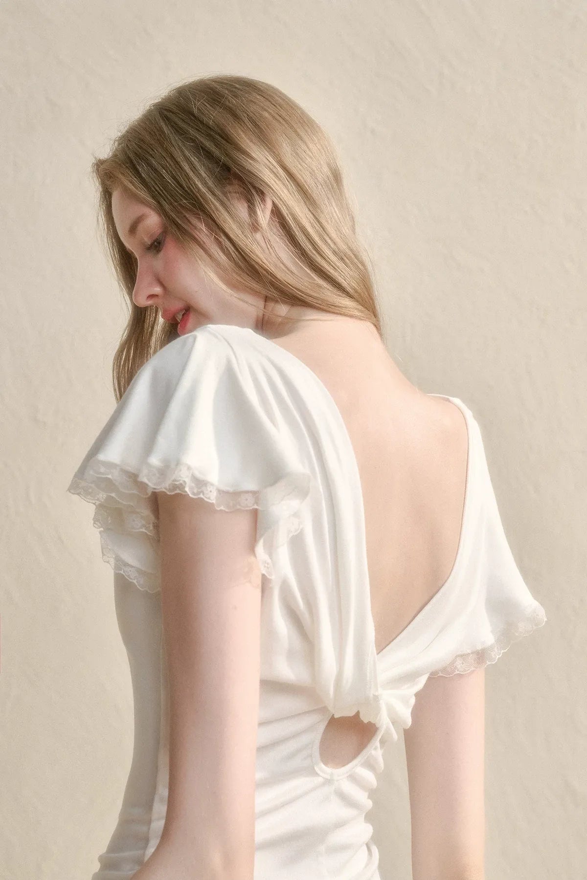 Airy V-Neck Ribbed T-Shirt
