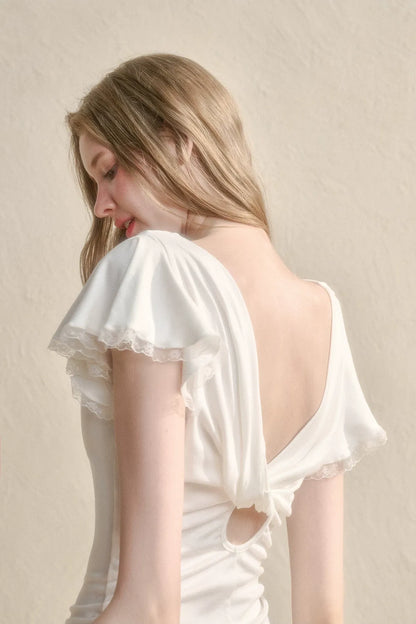 Airy V-Neck Ribbed T-Shirt