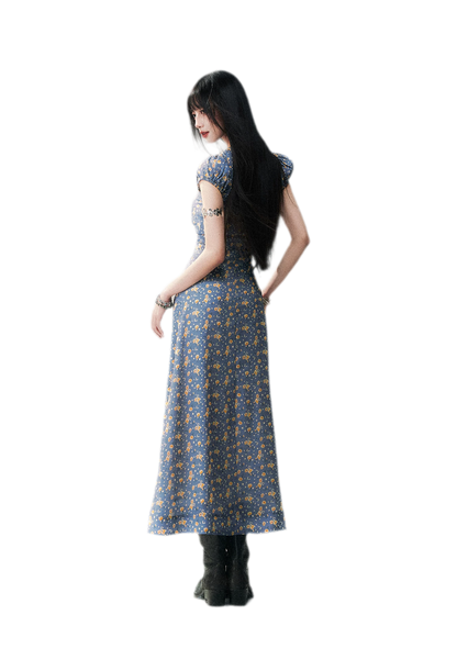 Blue Floral Tencel Dress