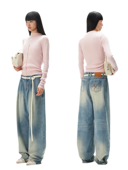 Openwork Rib-Knit Fitted Top
