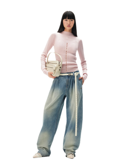 Openwork Rib-Knit Fitted Top