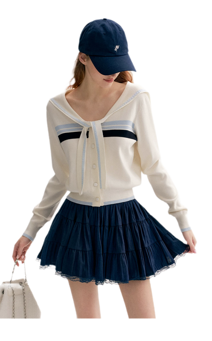 Lace Sailor Tie Cardigan
