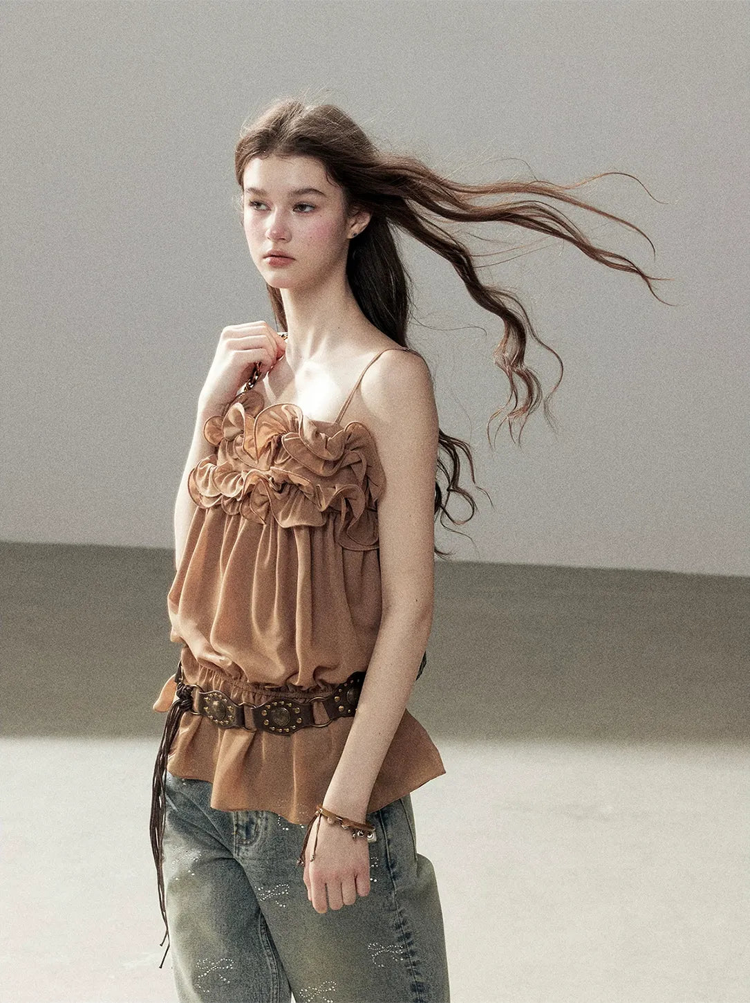 Chiffon Ruffle Cami Top