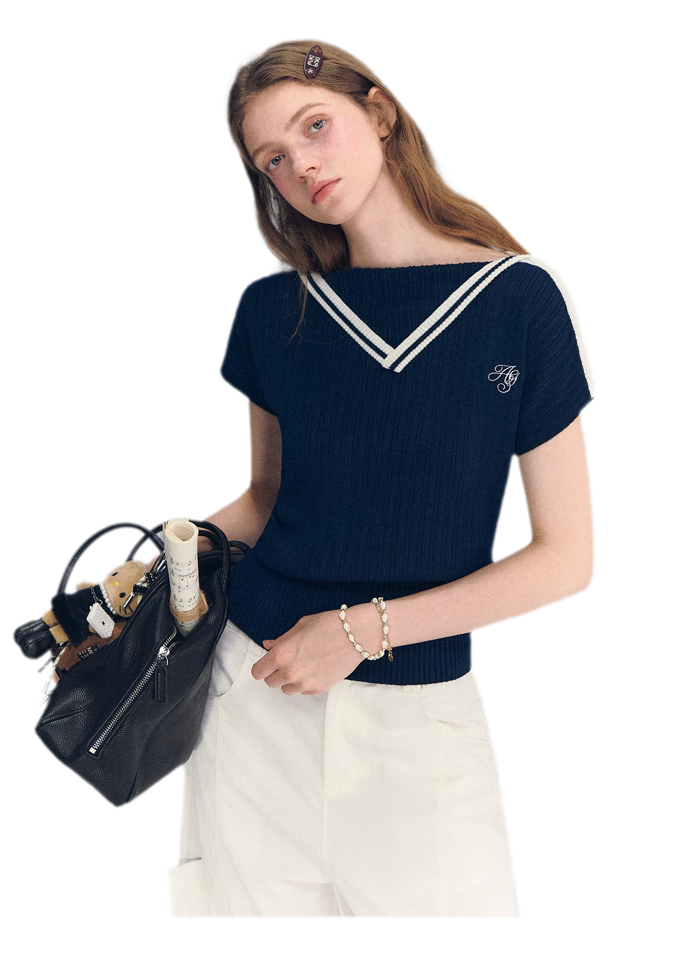 Contrast Trim Knit Top