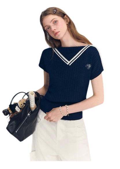 Contrast Trim Knit Top