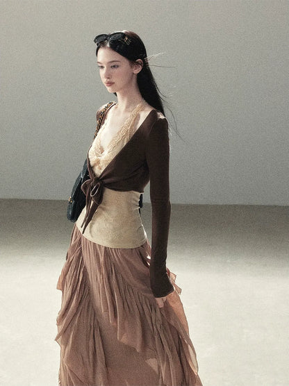 Lace Wrap Cropped Top