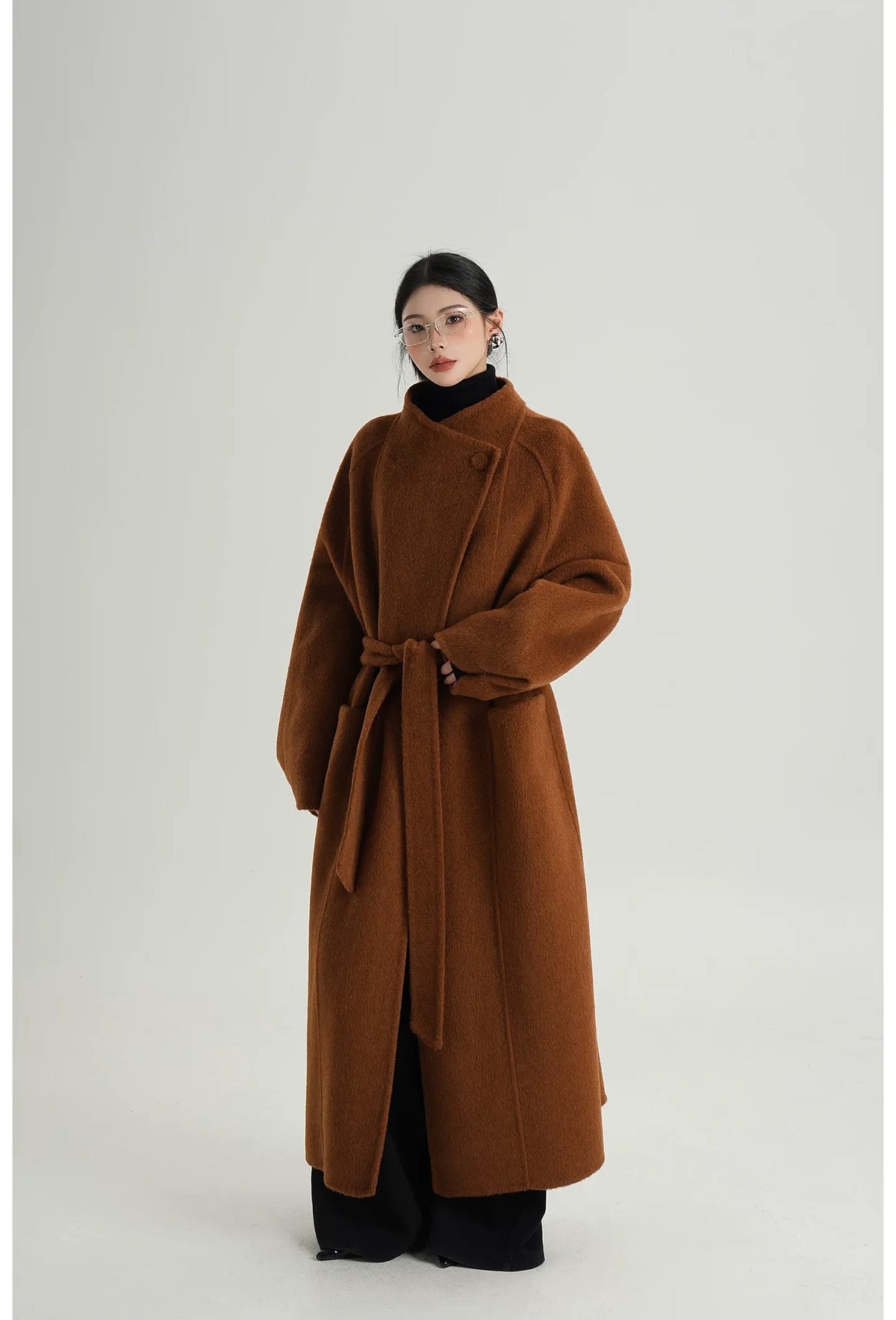 Manteau oversize en laine brossée