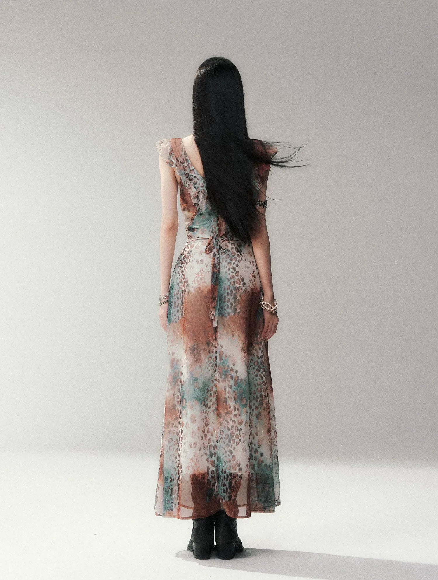 Sea Salt Leopard Chiffon Dress