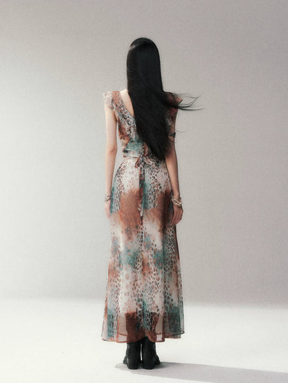 Sea Salt Leopard Chiffon Dress