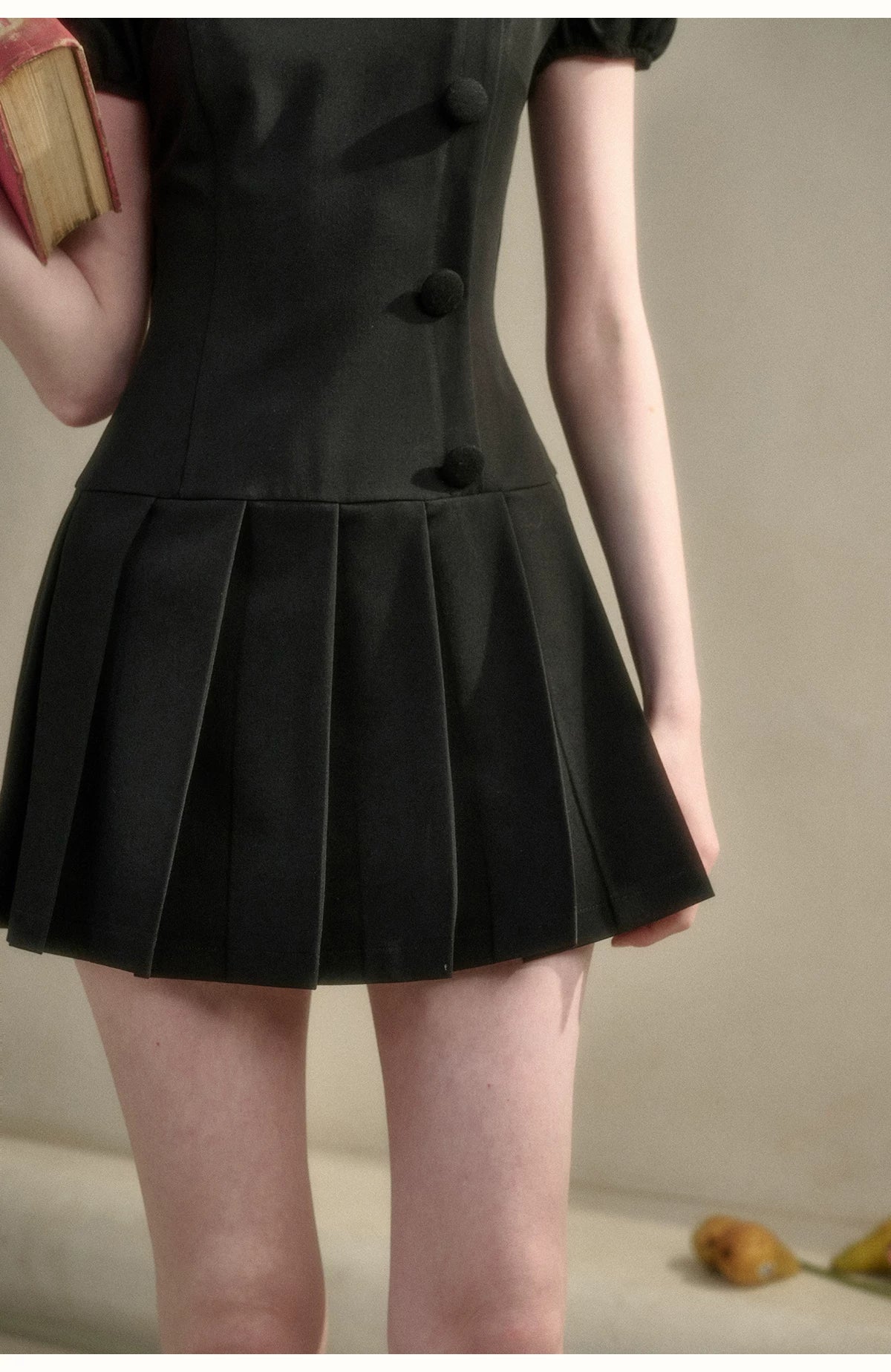 Babydoll Little Black Dress Pleated Skirt