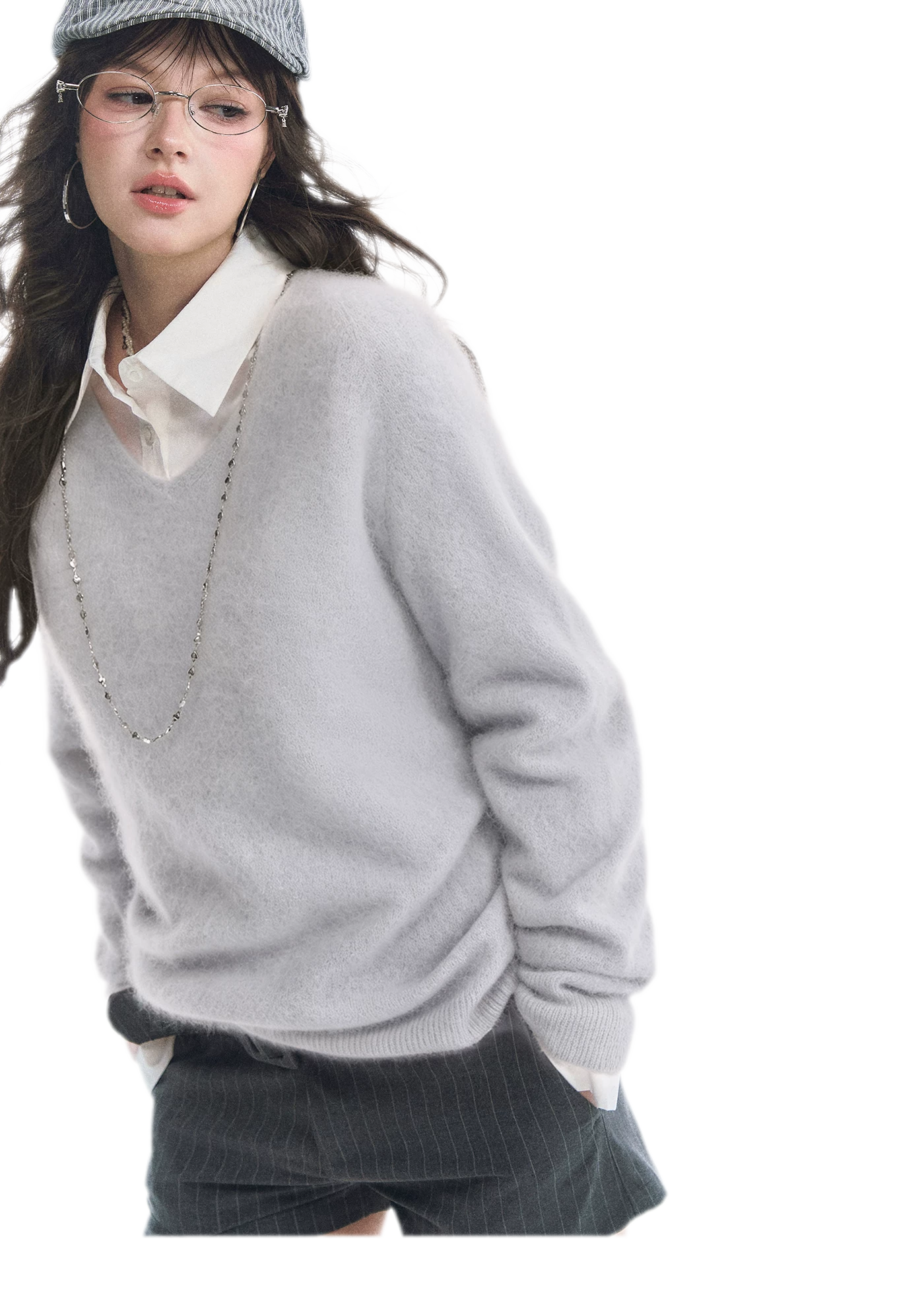Brushed V-Neck Wool Sweater