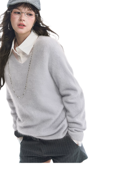 Brushed V-Neck Wool Sweater