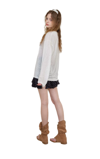 Hand-Drawn Floral Sun Protection Pullover