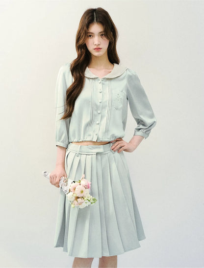 Mint Chronicle Navy Collar Embroidered Set