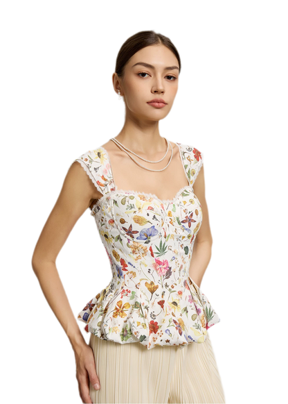 Floral Boned Corset Top