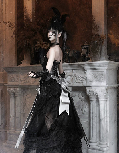 Gothic Bustle Train Skirt