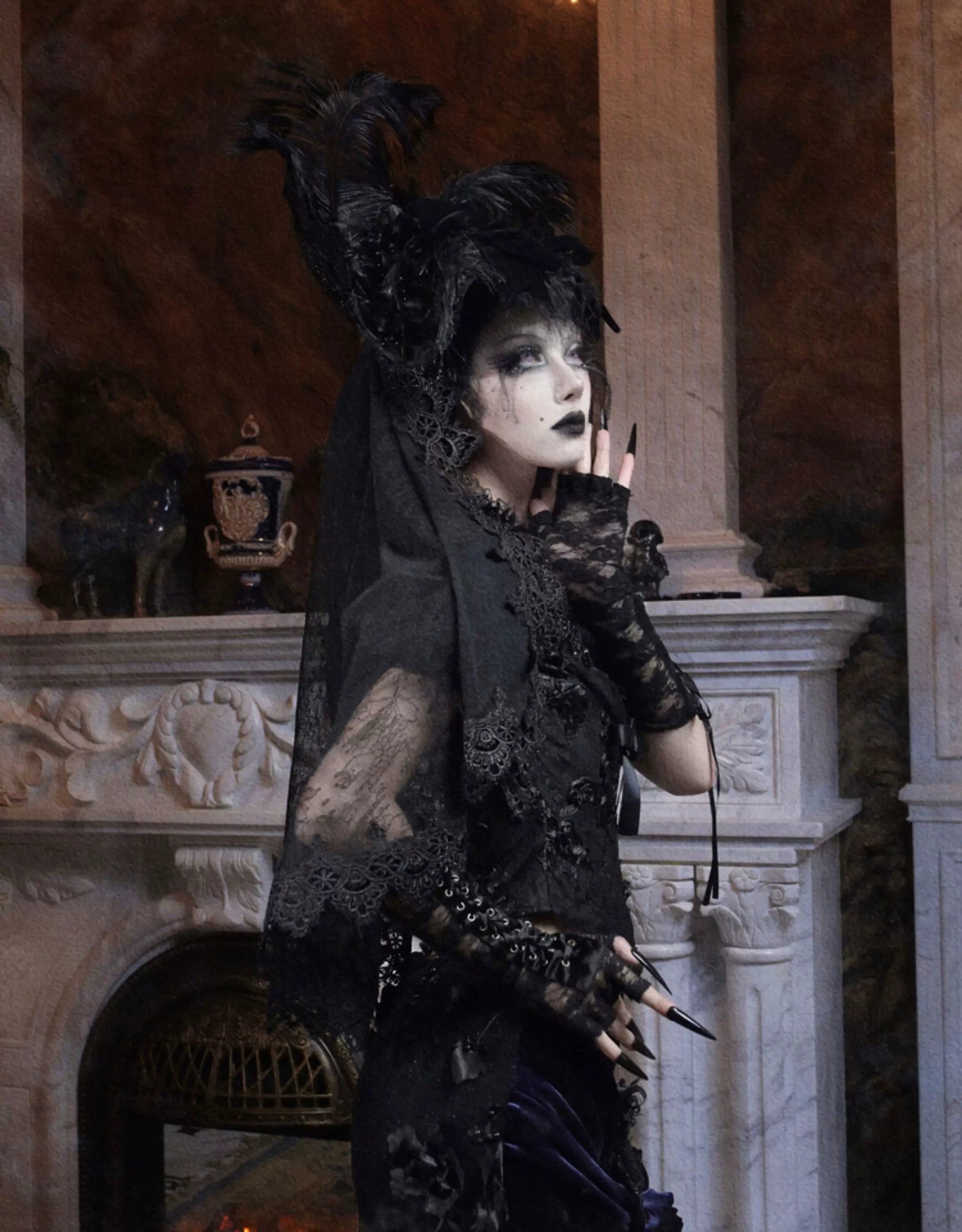 Feather Veil Gothic Hat