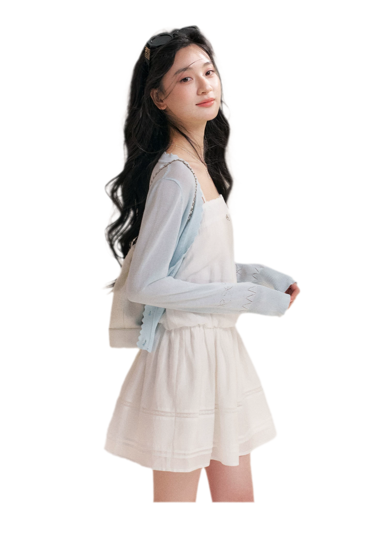 Soft Tencel Lace Dress &amp; Cardigan Set