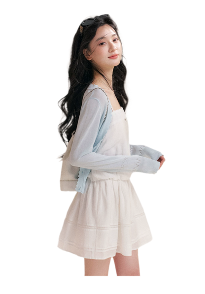 Soft Tencel Lace Dress &amp; Cardigan Set