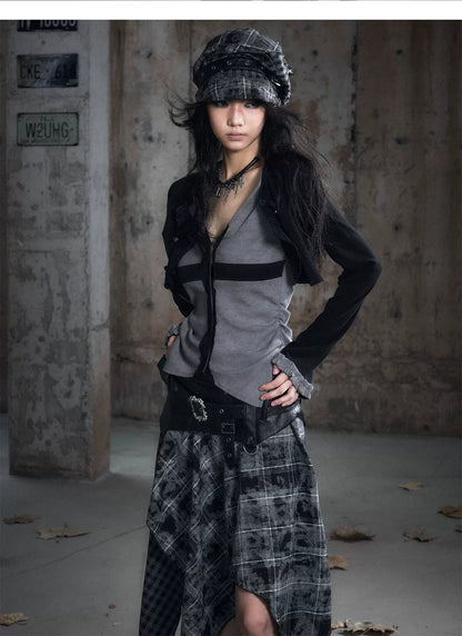 Faux Two-Piece Knit Cardigan