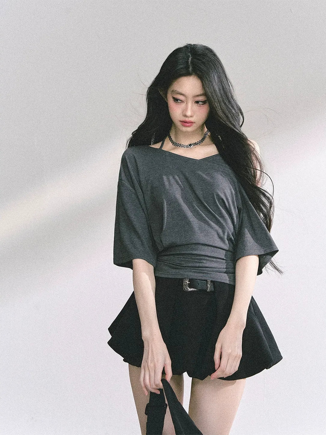 Asymmetric Beaded Off-Shoulder Top