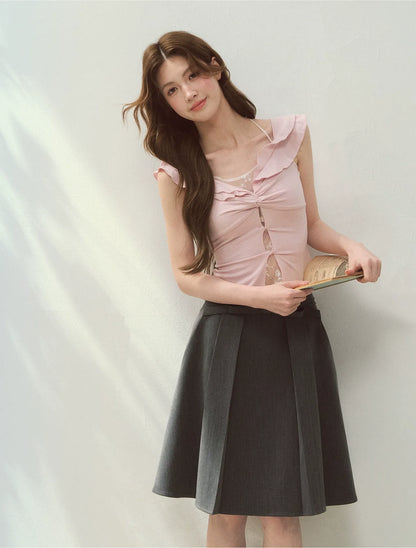 Ruffle Knot Fitted Top