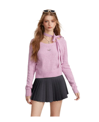 Openwork Reversible Knit Top