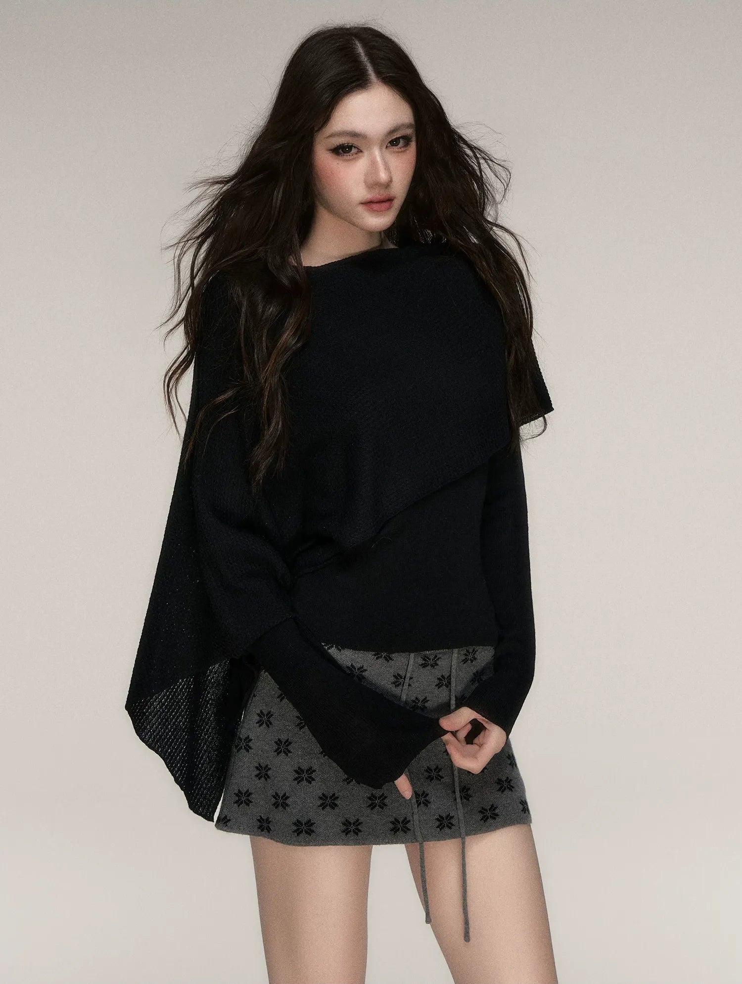 Stretch Shawl Cape Sweater