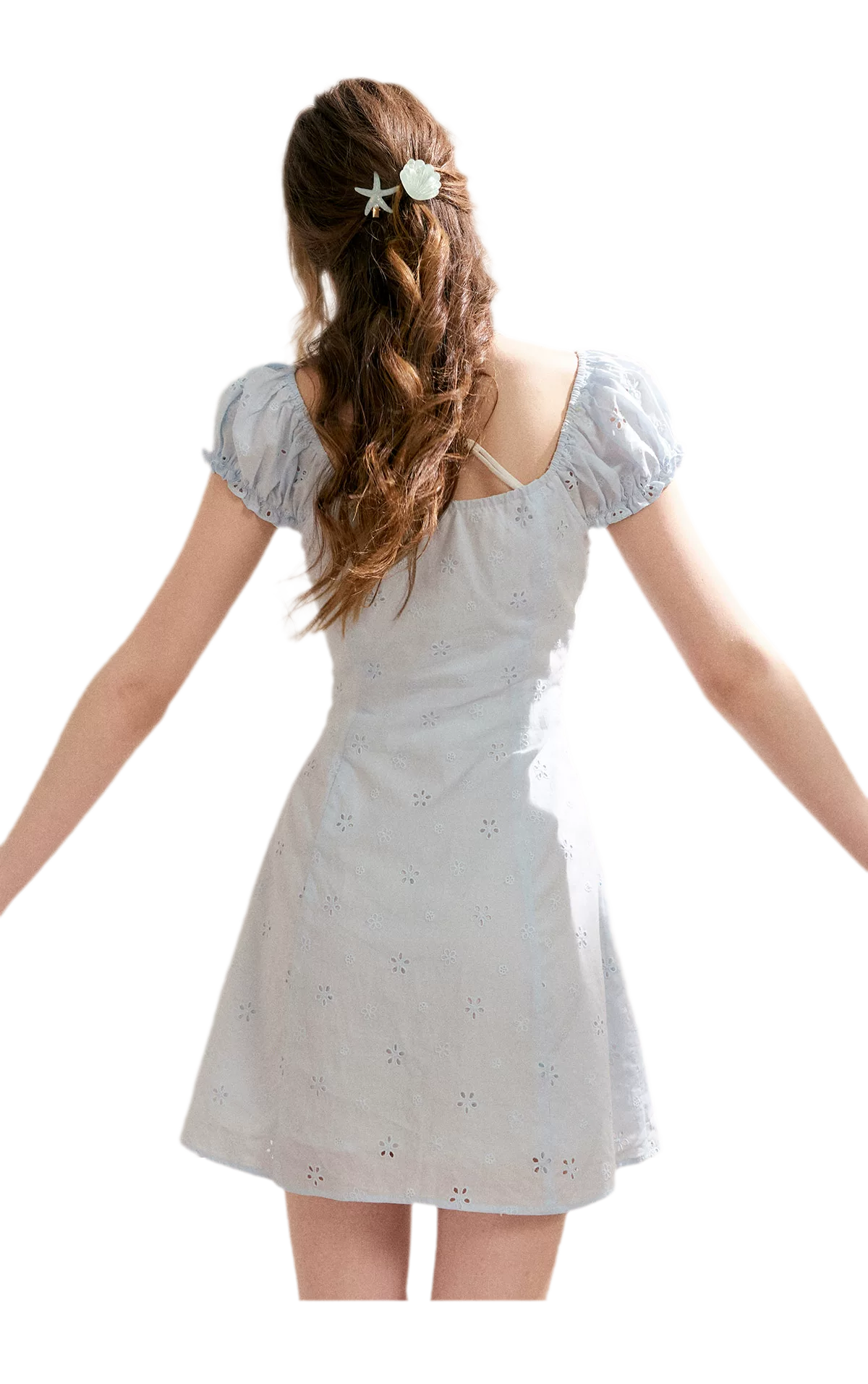 Embroidered A-Line Short Sleeve Dress