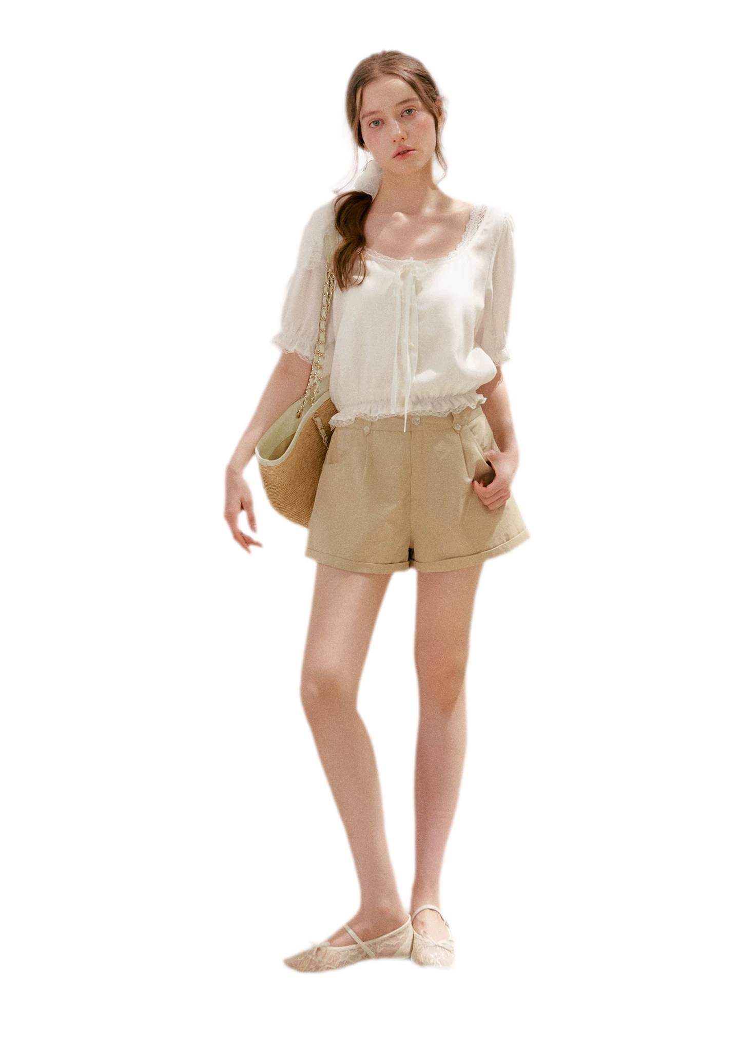 Lace Trim Puff Sleeve T-Shirt